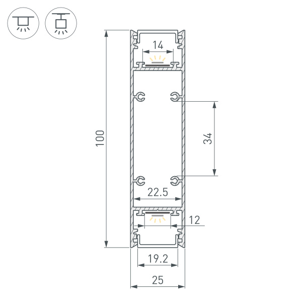 Профиль SL-LINE-25100-DUAL-2500 GOLD CHAMPAGNE  (Arlight, Алюминий)