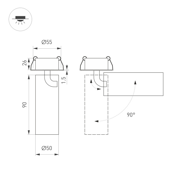 Светильник SP-GABI-BUILT-FLAP-R50-9W Day4000 (BK, 60 deg, 230V) (Arlight, IP40 Металл, 5 лет)