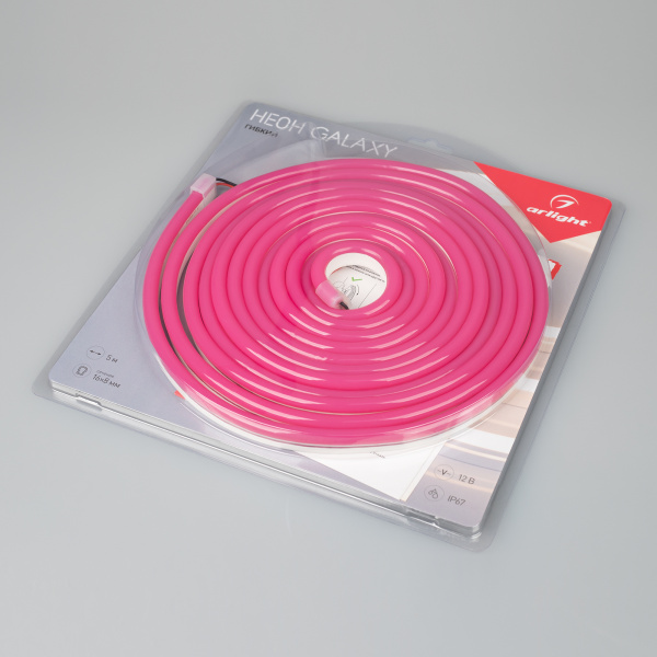 Образец Гибкий неон GALAXY-1608-5000CFS-2835-100 12V Pink 0.5M (16x8mm, 12W, IP67) (Arlight, 12 Вт/м, IP67)