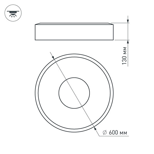 Светильник SP-TOR-RING-SURFACE-R600-42W Warm3000 (WH, 120 deg) (Arlight, IP20 Металл, 3 года)