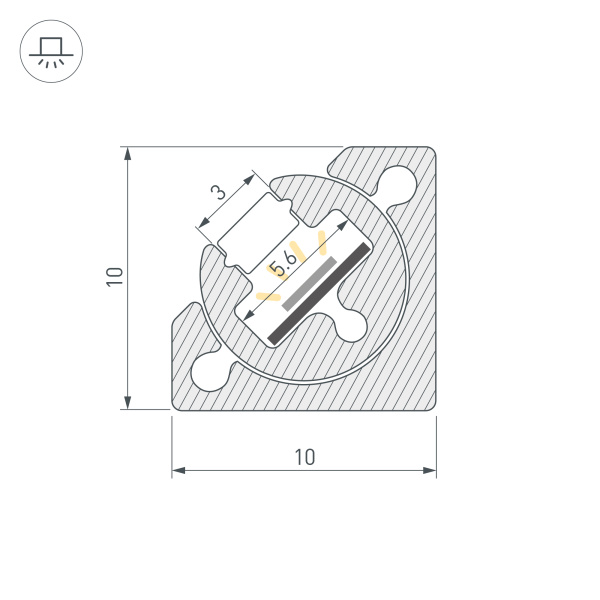 Профиль с экраном SL-KANT-H10-ROTATE-2000 IRON GREY (Arlight, Алюминий+пластик)