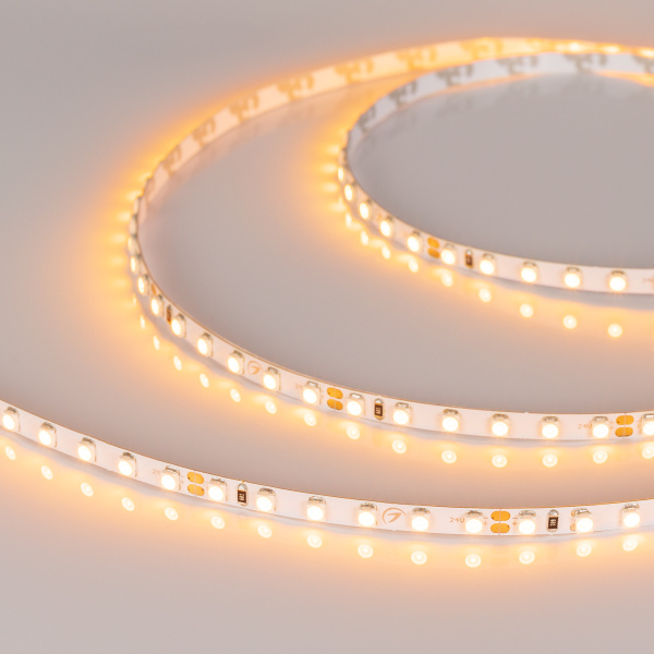 Лента RT 2-5000 24V Yellow 5mm 2x (3528, 600 LED, LUX) (Arlight, 9.6 Вт/м, IP20)