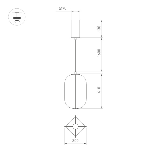 Светильник SP-SETA-HANG-L410х300-7W Warm2700 (WH, 320 deg, 230V) (Arlight, IP20, Натуральный шелк, 3 года)