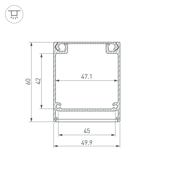 Профиль BOX60-ONTOP-2000 ANOD (Arlight, Алюминий)