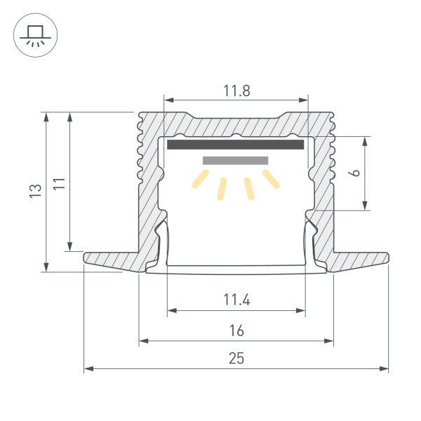 Профиль SL-SLIM-H13M-F25-3000 ANOD (Arlight, Алюминий)