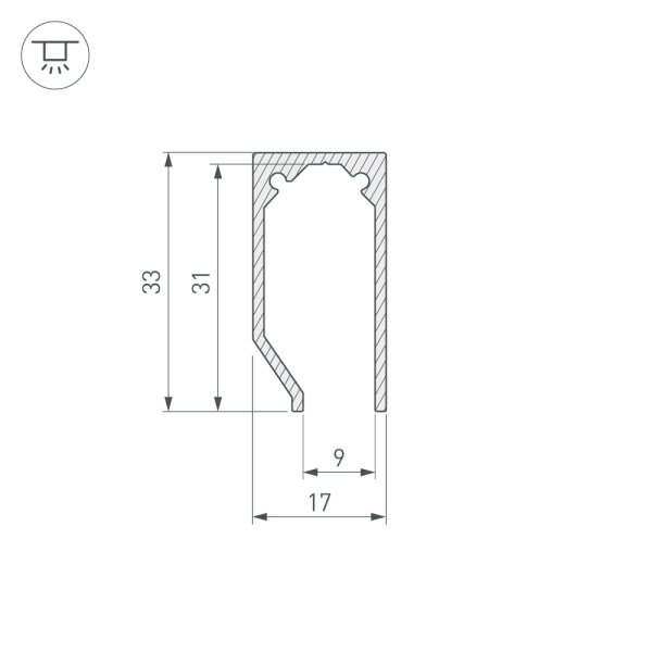 Профиль ALM-GLASS-6-2000 ANOD (Arlight, Алюминий)