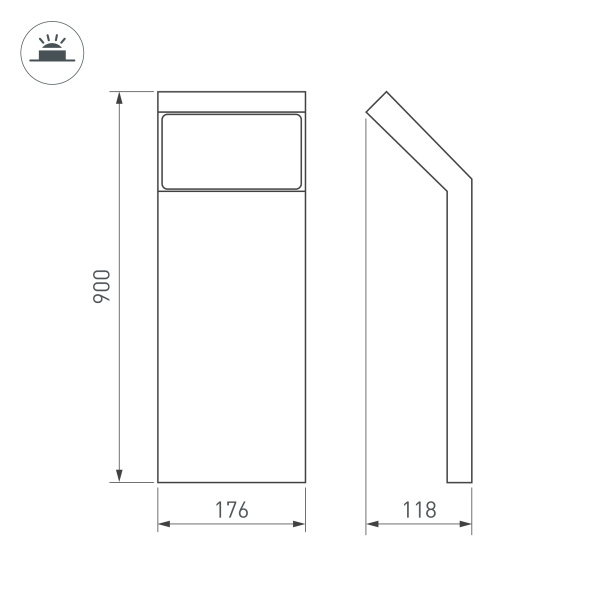 Светильник LGD-ECRAN-BOLL-H900-9W Warm3000 (GR, 108 deg, 230V) (Arlight, IP65 Металл, 3 года)