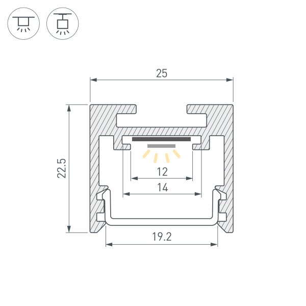 Профиль SL-LINE-2522-2500 ORANGE  (Arlight, Алюминий)