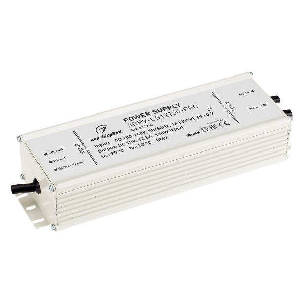 Блок питания ARPV-LG12150-PFC (12V, 12.5A, 150W) (Arlight, IP67 Металл, 5 лет)