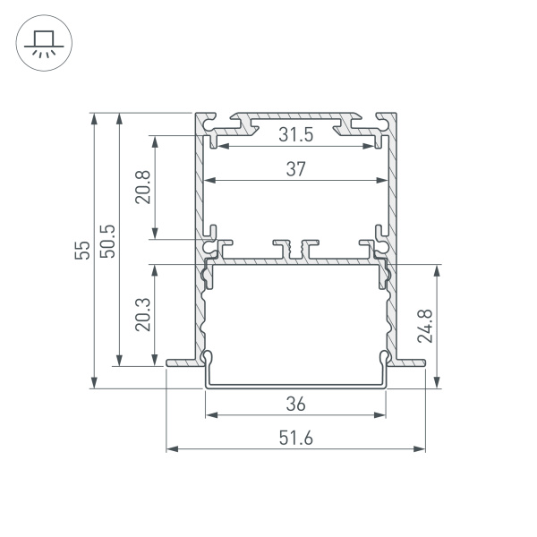 Профиль SL-LINIA52-3L-F-2000 ANOD (Arlight, Алюминий)