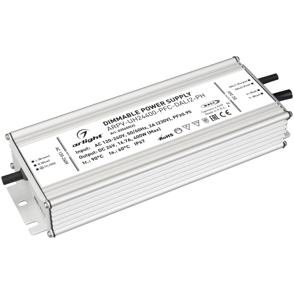 Блок питания ARPV-UH24400-PFC-DALI2-PH (24V, 16.7A, 400W) (Arlight, IP67 Металл, 7 лет)