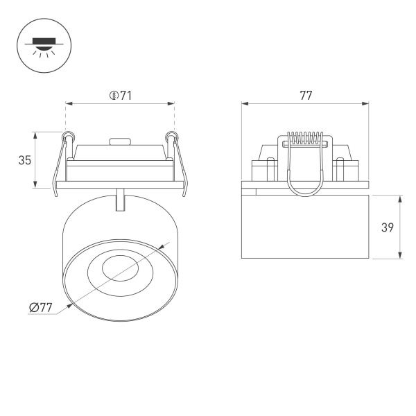 Светильник SP-PLURIO-BUILT-R77-9W Warm3000 (BK-CHR, 36 deg, 230V) (Arlight, IP20 Металл, 3 года)