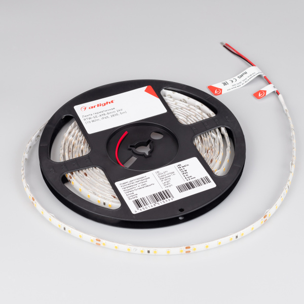 Лента герметичная RTW-SE-A98-8mm 24V Warm3000 (10 W/m, IP65, 2835, 5m) (Arlight, -)
