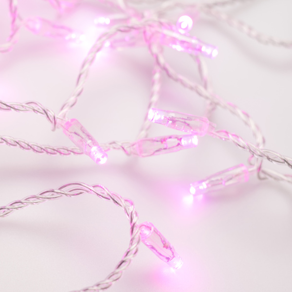 Светодиодная гирлянда ARD-STRING-CLASSIC-10000-CLEAR-100LED-STD PINK (230V, 7W) (Ardecoled, IP65)