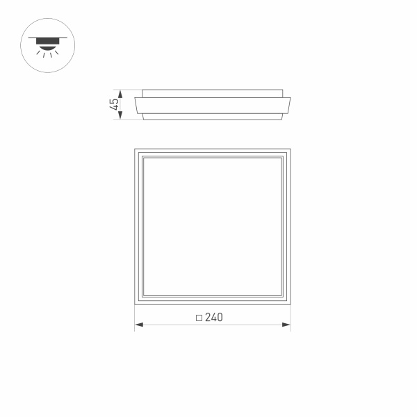 Светильник LGD-AREA-S240x240-25W Day4000 (GR, 110 deg, 230V) (Arlight, IP54 Металл, 3 года)