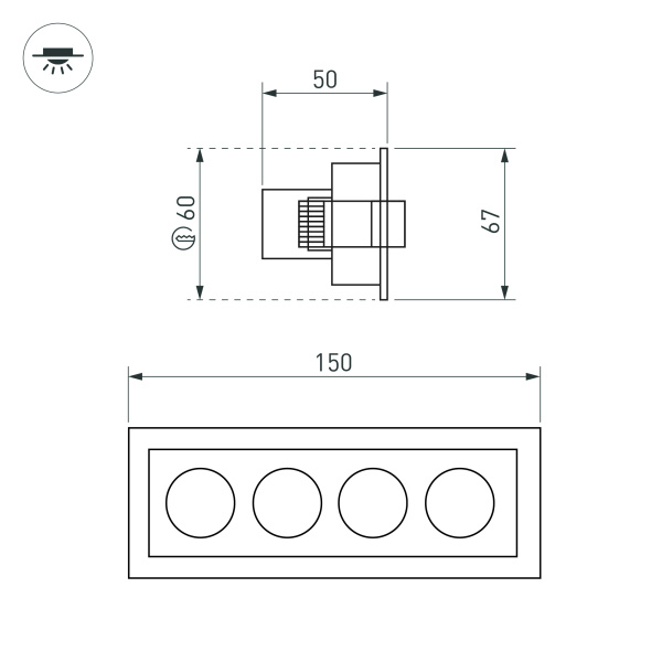 Светильник MS-ORIENT-BUILT-TURN-TC-S67x150-10W Day4000 (BK-BK, 30 deg, 230V) (Arlight, IP20 Металл, 5 лет)