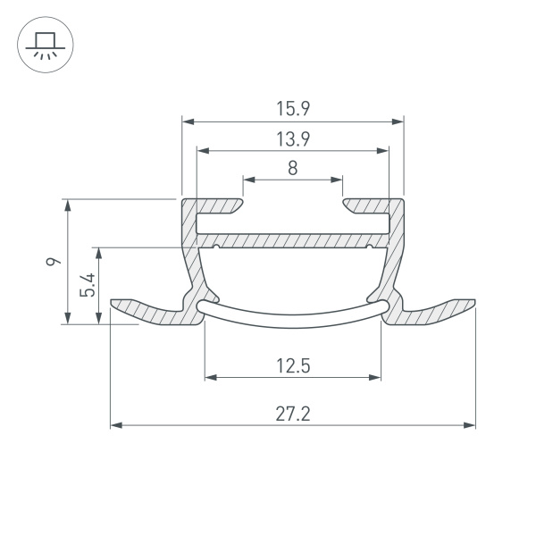 Профиль TK-F-2000 (CT) ANOD (Arlight, Алюминий)
