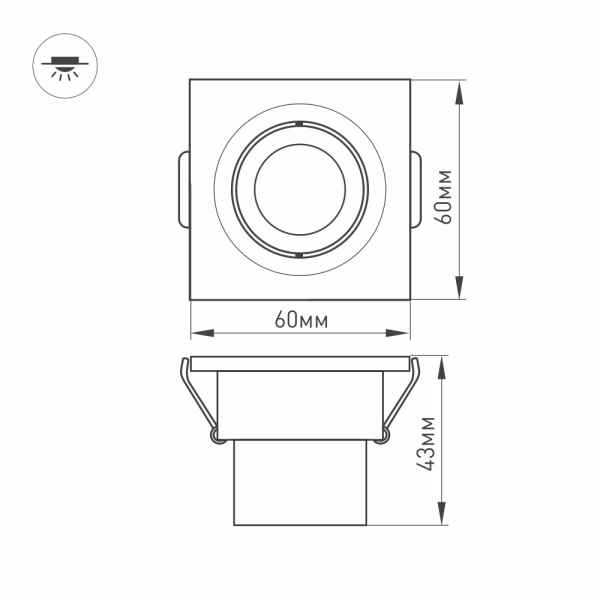 Светодиодный светильник LTM-S60x60WH 3W Warm White 30deg (Arlight, IP40 Металл, 3 года)