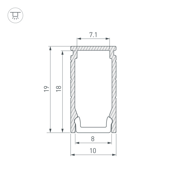 Профиль LINE-1019-2000 ANOD (Arlight, Алюминий)
