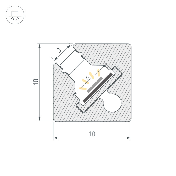 Профиль с экраном SL-KANT-H10-SQUARE-2000 IRON GREY (Arlight, Алюминий+пластик)