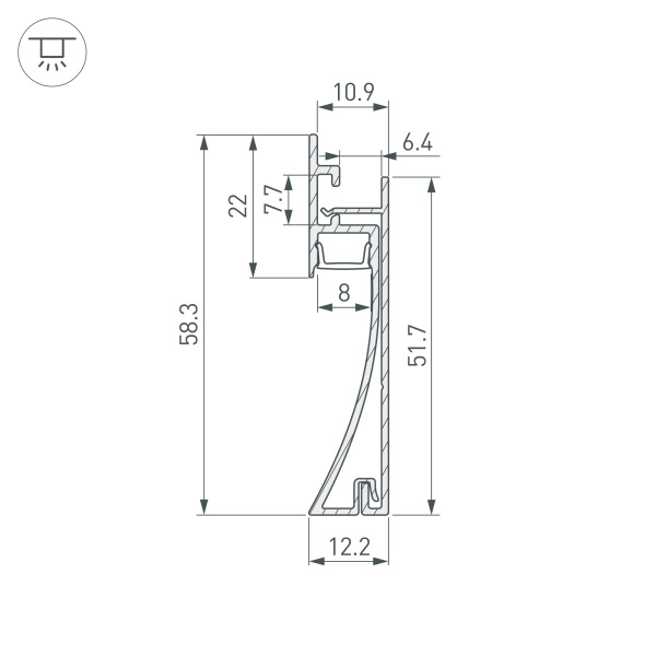 Профиль PLINTUS-H58-F-2000 BLACK (Arlight, Алюминий)