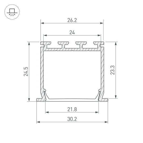 Профиль PLS-LOCK-H25-FS-2000 ANOD (Arlight, Алюминий)