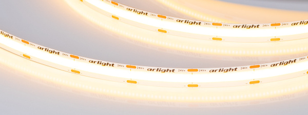Лента COB-X576-10mm 24V Warm2400 (15 W/m, IP20, 5m) (Arlight, высок.эфф.150 лм/Вт)