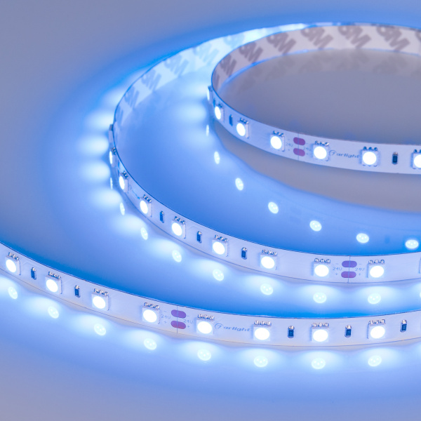 Лента RT 2-5000 24V Blue 2x (5060, 300 LED, LUX) (Arlight, 14.4 Вт/м, IP20)