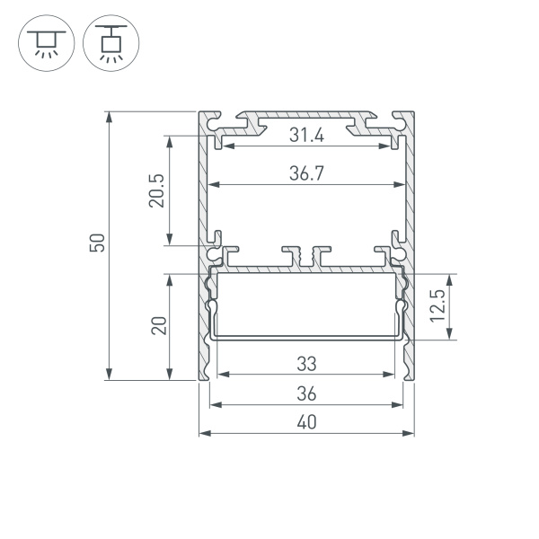 Профиль SL-LINE-4050-3L-2000 ANOD BLACK (Arlight, Алюминий)