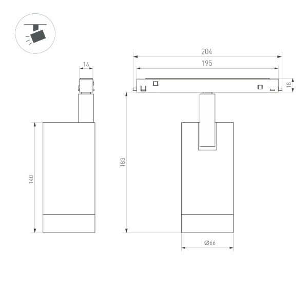 Светильник MAG-ORIENT-SPOT-R65-20W Warm3000 (BK, 24 deg, 48V, DALI) (Arlight, IP20 Металл, 5 лет)