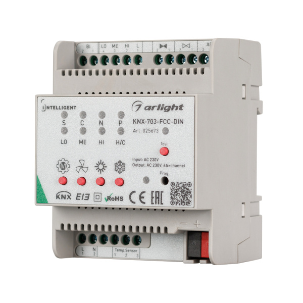 INTELLIGENT ARLIGHT Контроллер фанкойла KNX-703-FCC-DIN (230V, 3x6A) (IARL, Пластик)