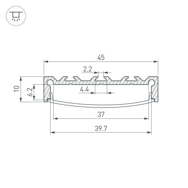 Профиль LINE-4510-2000 ANOD (Arlight, Алюминий)