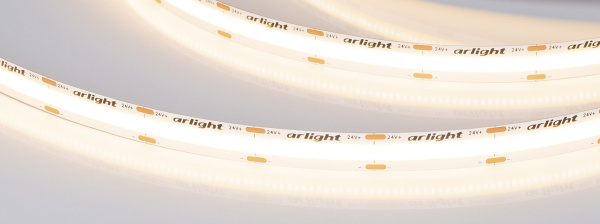 Лента COB-X576-10mm 24V Warm3500 (15 W/m, IP20, 5m) (Arlight, высок.эфф.150 лм/Вт)