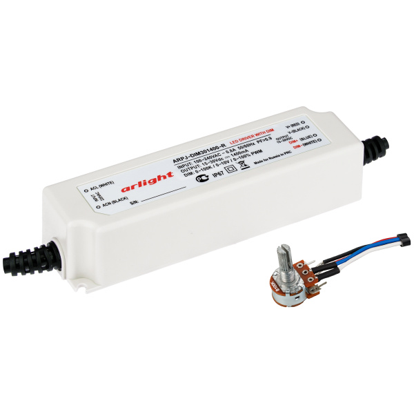 Блок питания ARPJ-DIM301400-R (42W, 1400mA, 0-10V) (Arlight, IP65 Пластик, 2 года)