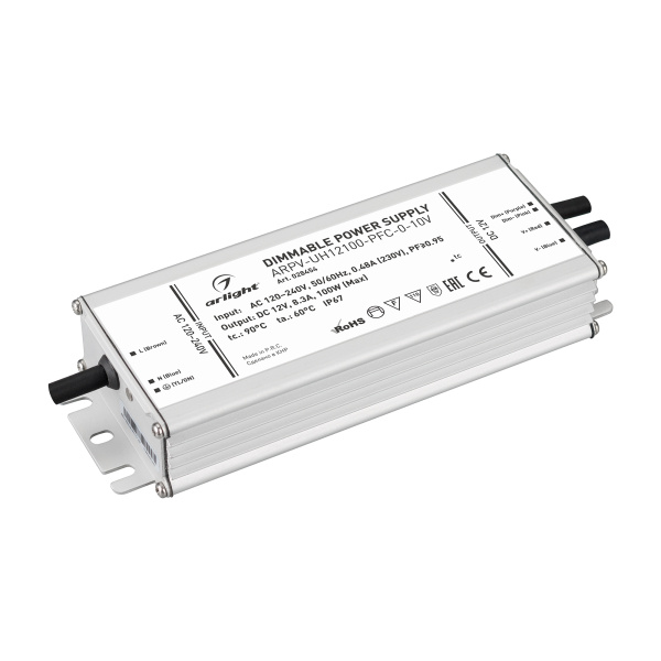 Блок питания ARPV-UH12100-PFC-0-10V (12V, 8.3A, 100W) (Arlight, IP67 Металл, 7 лет)