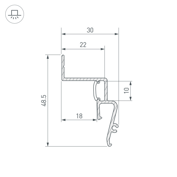 Профиль STRETCH-SHADOW-M-2000 BLACK (A2-CONTOUR-PRO) (Arlight, Алюминий)
