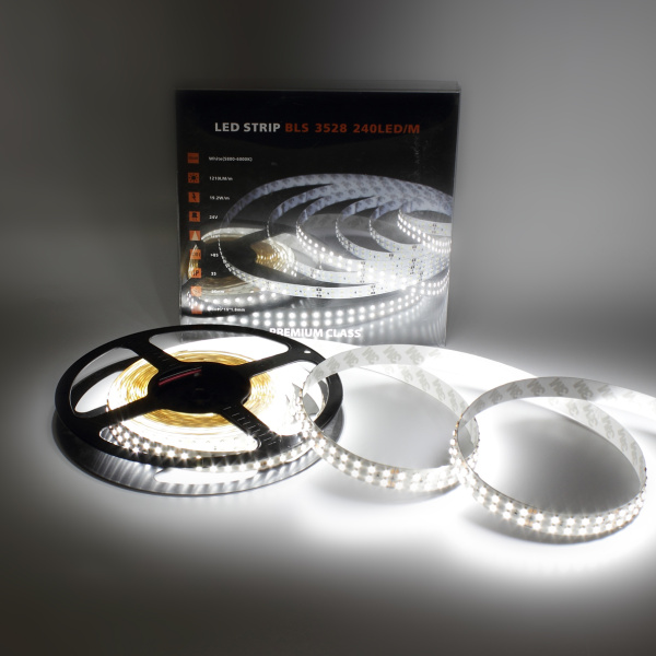 Светодиодная лента Class Premium, 3528, 240 led/m, White, 24V, IP33, А9