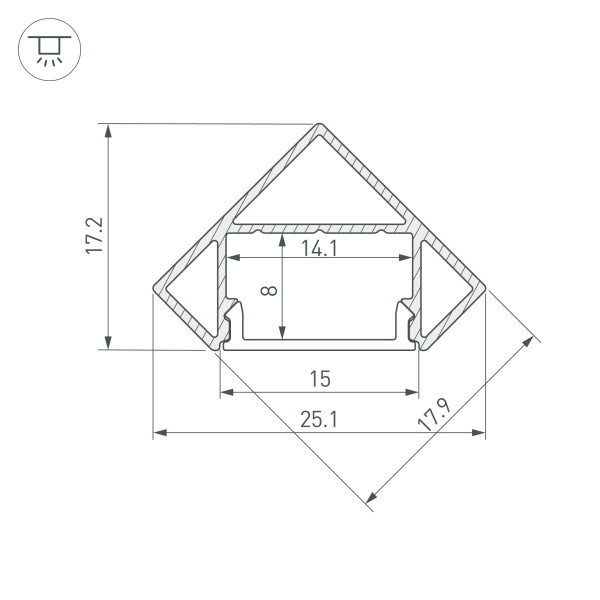 Профиль SL-KANT-H18-2000 ANOD (Arlight, Алюминий)