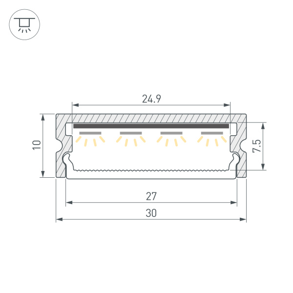 Профиль LINE-3010-2000 ANOD (Arlight, Алюминий)