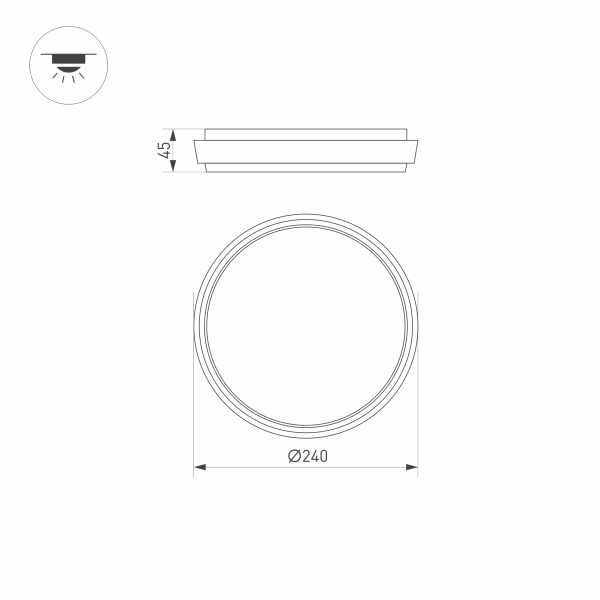 Светильник LGD-GIRO-R240-25W Warm3000 (GR, 110 deg, 230V) (Arlight, IP54 Металл, 3 года)