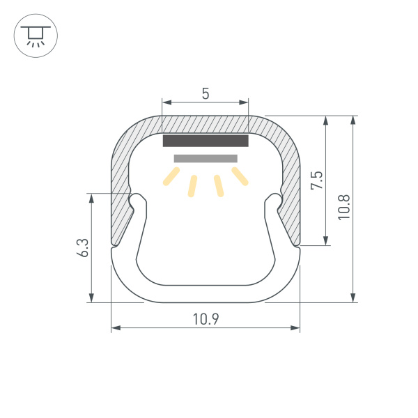 Профиль LINE-D-1111-2000 SQUARE ANOD (Arlight, Алюминий)