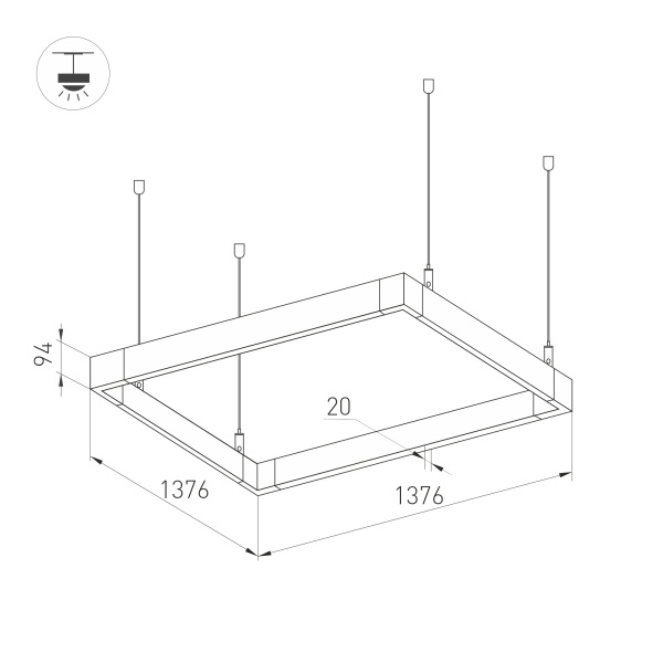 Светильник ALT-LINEAIR-QUADRAT-FLAT-UPDOWN-DIM-1375-170W Day4000 (BK, 100 deg, 230V) (Arlight, IP20 Металл, 3 года)