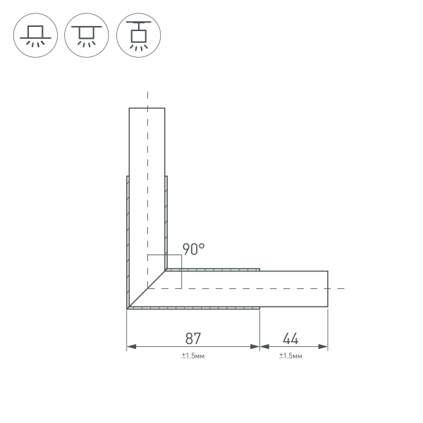 Угол PLS-LOCK-H25-L90 BLACK (с экраном MAT-L) (Arlight, Металл)