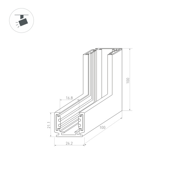 Коннектор угловой MAG-ORIENT-CON-2620-L90-INT (WH, внутренний) (Arlight, IP20 Металл, 3 года)