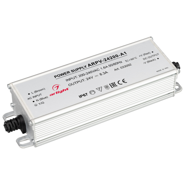 Блок питания ARPV-24200-A1 (24V, 8.3A, 200W) (Arlight, IP67 Металл, 3 года)