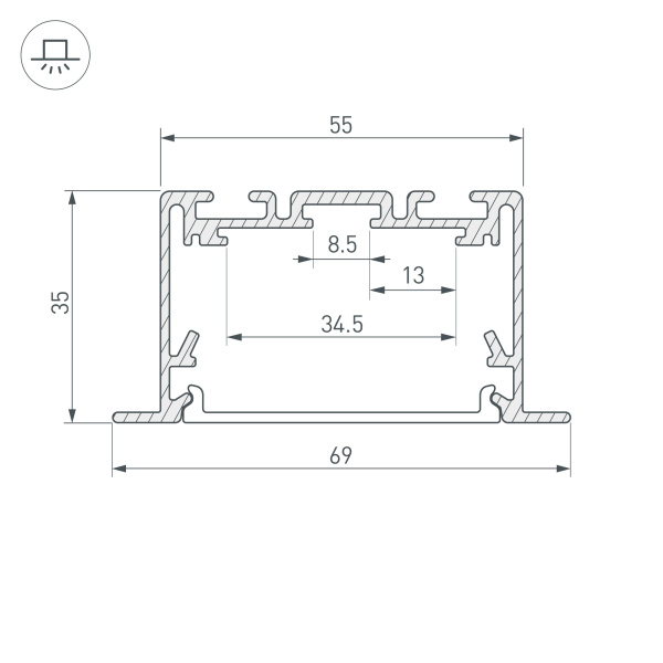 Профиль S2-LINIA69-F-2500 SEAMLESS BLACK (Arlight, Алюминий)