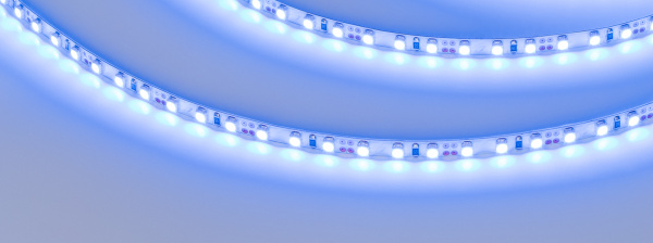 Лента RT 2-5000 12V Blue 5mm 2x (3528, 600 LED, LUX) (Arlight, 9.6 Вт/м, IP20)